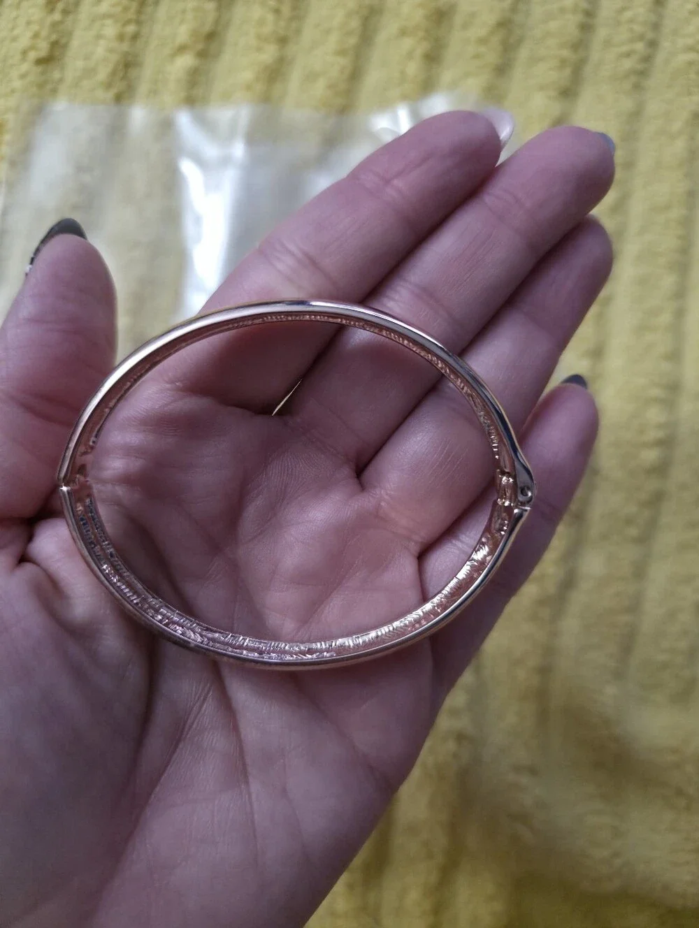 Rose Gold Tone Women's Hinged Bangle Bracelet